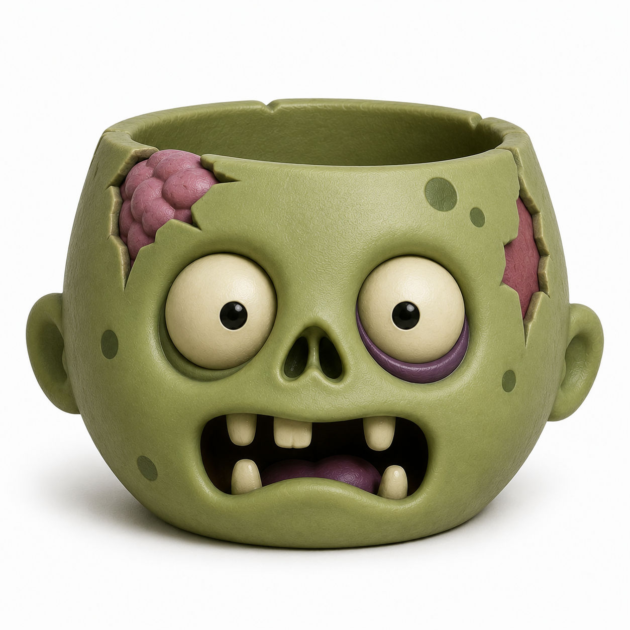 Cute Confused Zombie Pot Head - Painted